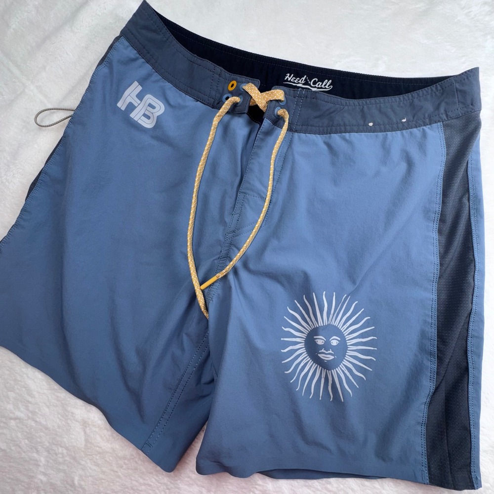 Howler Brothers Board Shorts Men 32 Blue Nacho Pignataro Sun Graphic Surf